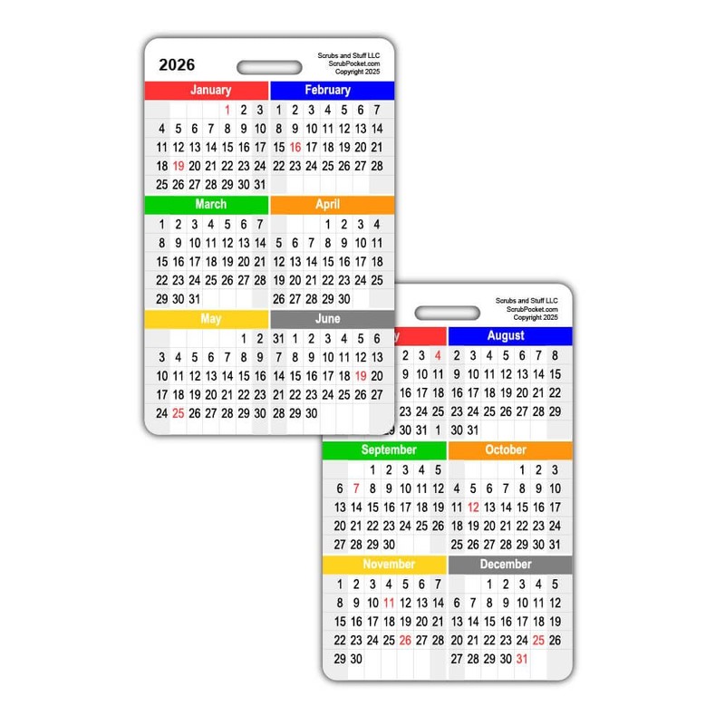 2026 Monthly Calendar Badge Card Vertical (1 Card)