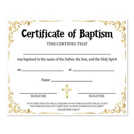 Child Dedication Certificate, Baby Dedication Certificates Baptism Certificates for Church, 8x10 Inches Christening Dedication Baptism Party Favor -004