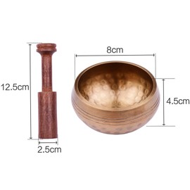 Tibetan Singing Bowl Set with 8cm/3inch Handmade Metal Sound Bowl & Soft Cushion & Wooden Striker for Meditation Sound Chakra Healing Yoga Relaxation