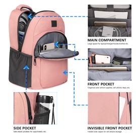 LARIPOP Travel Laptop Backpack,15.6 Inch Business Laptop backpack for Men Women with USB Charging Port,Water-Resistant Laptopack Weekender Daypack for Work College Computer