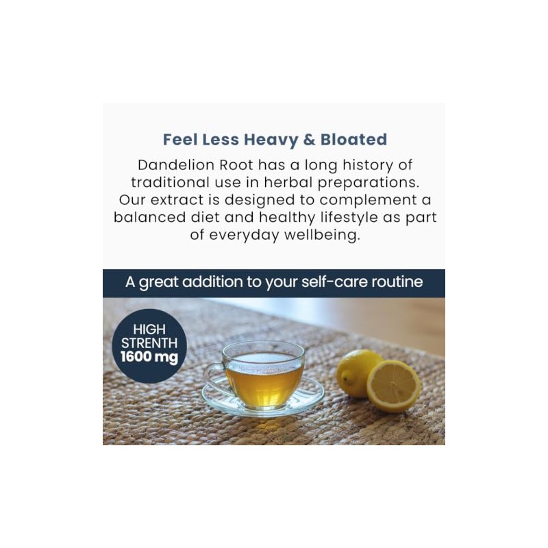 WATEREASE Dandelion Root Extract 1600mg (4:1) – Water Retention Tablets