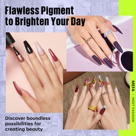 MEFA 35 Pcs Gel Nail Polish Set, 32 Colors All Seasons Collection Gel Nail Polish Kit with Base Coat No Wipe Glossy&Matte Top Coat Blue Red Pink Nail Art Manicure DIY Salon Home Gifts for Women