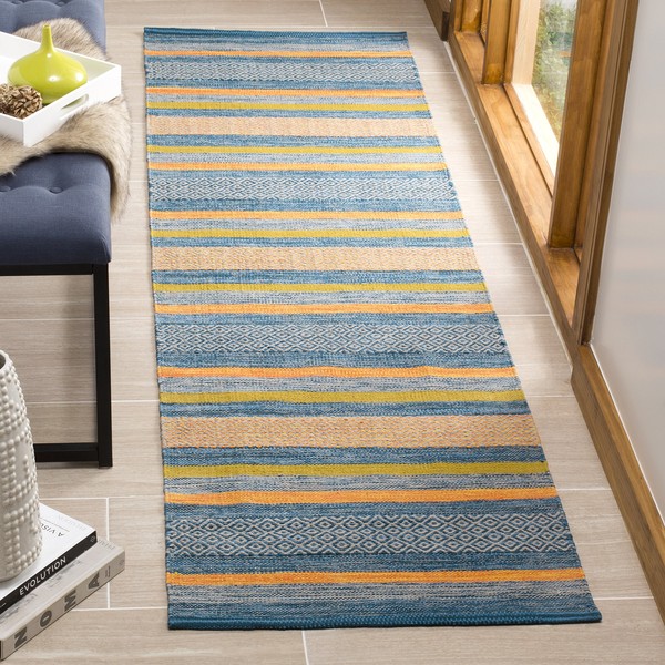 Safavieh Montauk Collection MTK213A Handmade Flatweave Stripe Cotton Accent Rug,
