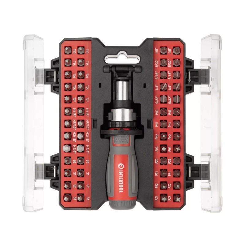 INTERTOOL 53-Piece Mini Ratchet Screwdriver and Bit Set VT08-3353