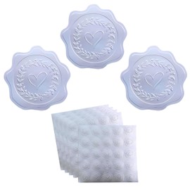 Sealing Wax Style Gift Stickers, Puffy Wax Seal Style Stamp Stickers, Heart S, Silver, 125 Count, Elegant, Fashionable, Sealing Sticker, Large Capacity, NYANDELMO ND-0238-R04-C-HEART-S-SV-25