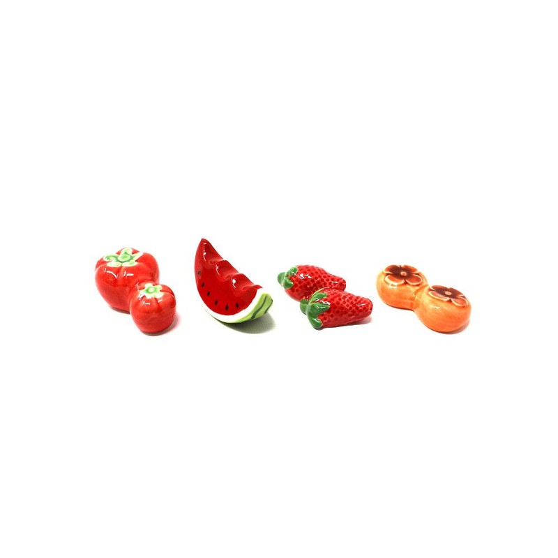 Fruit Chopstick Rest Set of 8 Pieces, Watermelon, Persimmon, Strawberry,