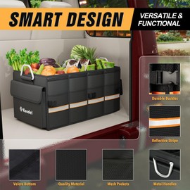 K KNODEL Car Trunk Organizer, Car Organizer With Lid, Heavy Duty Collapsible Trunk Storage for SUV, Truck, Cargo Trunk Organizer with Lid (Medium, Black)