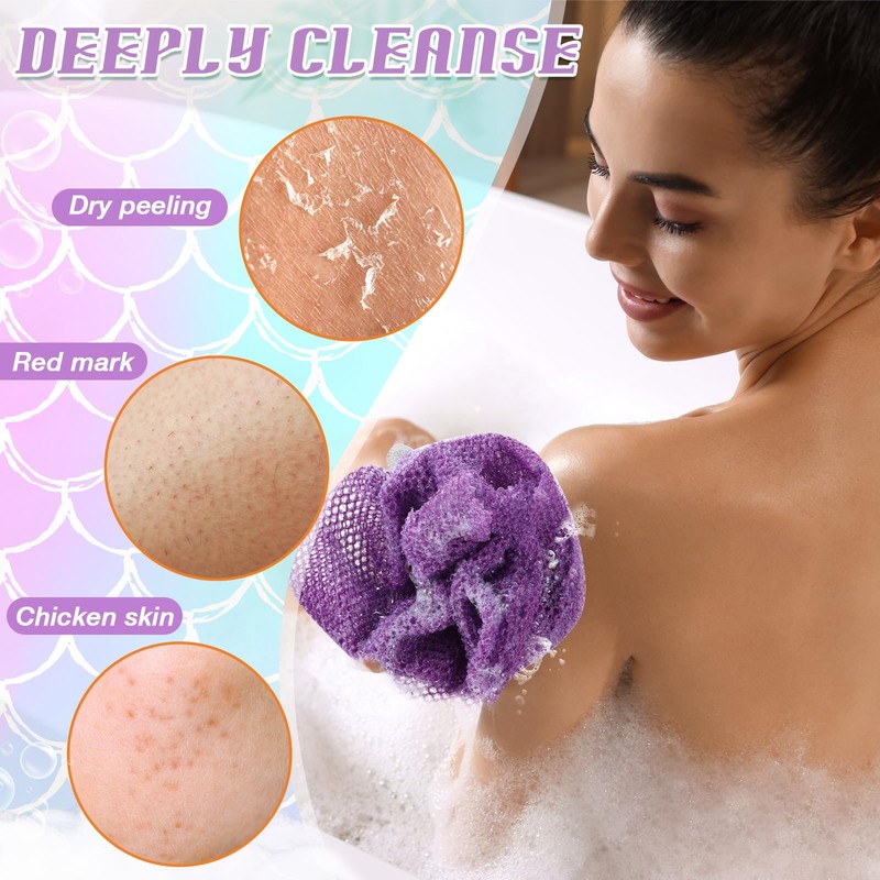 Teenyyou 4 Pieces African Exfoliating Net African Bath Net Colorful