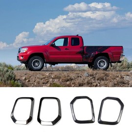 TOTMOX Carbon Fiber/Chrome Front Fog Light Lamp Cover Trim ABS, Front Bumper Reflector Frame Ring Molding Cover Trims Compatible with Toyota Tacoma 2015-2020
