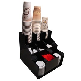 RCS Plastics Coffee Cup Dispenser and Lid Holder Organizer Condiment Stirrer, Sugar Cup Caddy Organize and Display Your Beverage Counter Station with Style (1010)