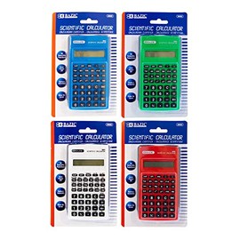 BAZIC Scientific Calculator 56 Function w/Slide-On Case, Engineering Calculators LCD Display, Great for Students and Professionals, Asst Color, 4-Pack