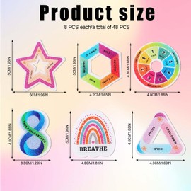 Pack of 48 Anxiety Sensory Strips, 6 Styles Fidget Structure Strips, Reusable Sensory Soothing Strips for Adults, Teenagers, School, Classroom, Must Haves