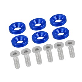REPAIROCK Universal Finishing Countersunk Fender Bumper Washers, Gasket Screw Engine Bay Dress Up Fastener Kit for Motorcycle, M6, Aluminum Alloy, Blue, 6pcs Auto Replacement Parts