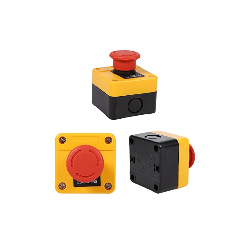 Atyhao Emergency Stop Push Button Switch Plastic Shell Red Shield