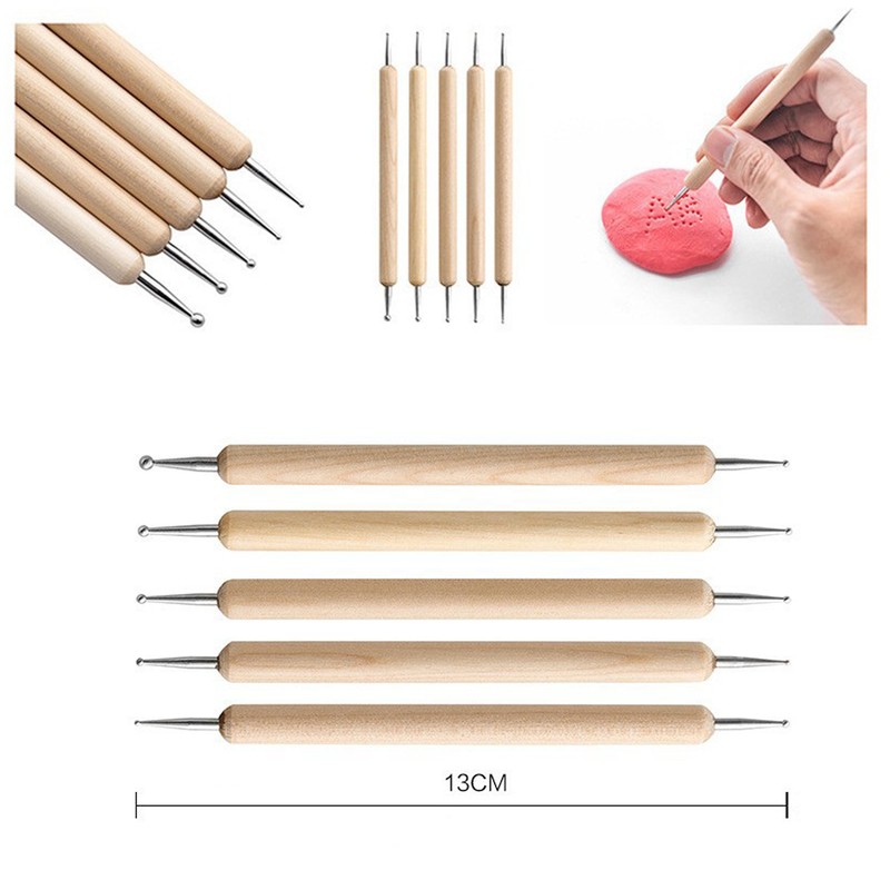 32Pcs Polymer Clay Tools Durable Wood Metal Comfortable Handle Food