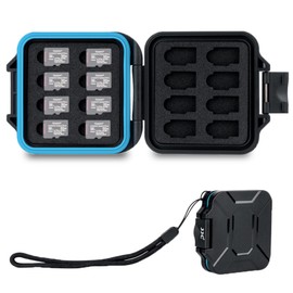 JJC - Funda portátil para tarjeta de memoria TF Micro SD, resistente al agua y antigolpes, funda de transporte micro SD para 16 tarjetas MSD Micro SD/Micro SDHC/Micro SDXC con interior de espuma EVA