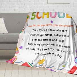 Kids School Blanket for First Day of Kindergarten Preschool - 1st Grade School Supplies Back to School Blanket 60x50" for Daughter Son from Mom Dad, Going to College Gifts for Girls Boys Teens