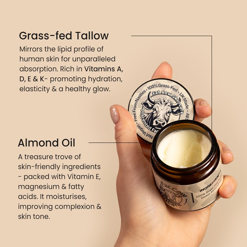 Fat Cow Skincare Beef Tallow Face Cream (120ml, Citrus)