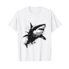 Shark Animal Print Zoo Abstract Art Drawing Shark T-Shirt, White