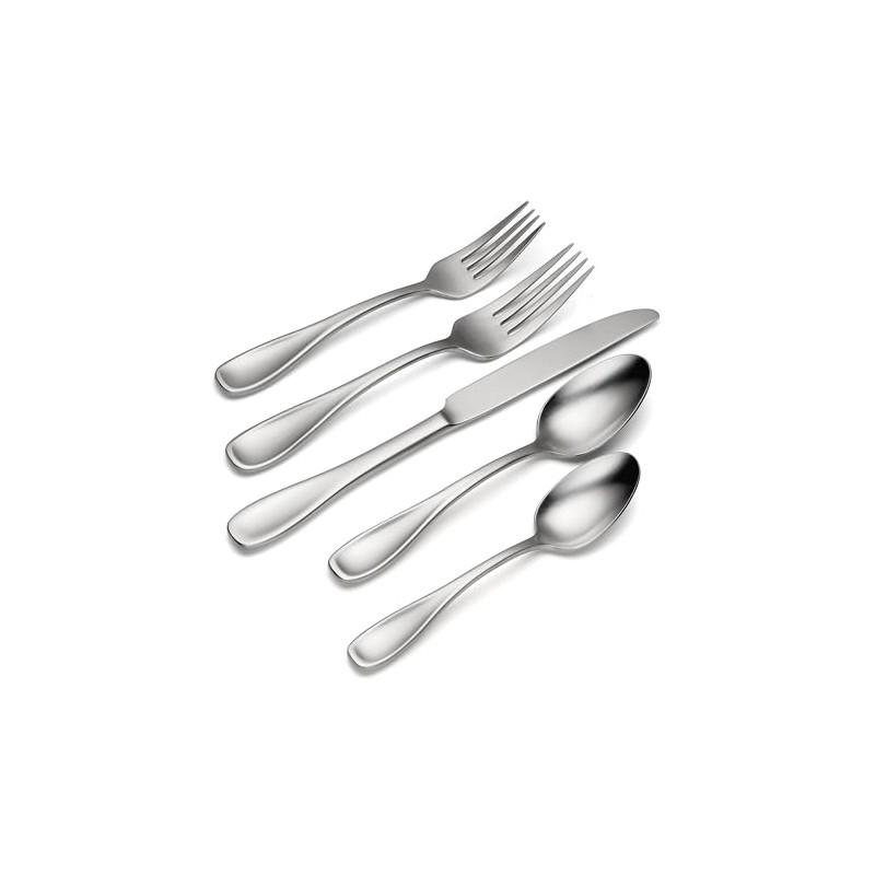 Oneida H221045AL20 Brushed Satin Voss 45 Piece Everyday Flatware Set,