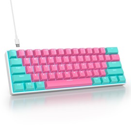 60 Percent Gaming Keyboard 61 Keys Wired Mechanical Keyboard Ultra Compact Keyboard Red Switch LED Backlit for Windows Laptop Gamer(61 Miami)