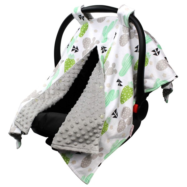 Car Seat Canopy Cover - Green Grey Cactus