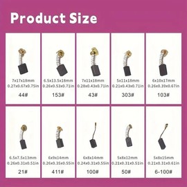 Pack of 30 Power Tool Carbon Brushes Replacement with 10 Sizes Can Be Realized Power Tool Carbon Brushes Replacement
