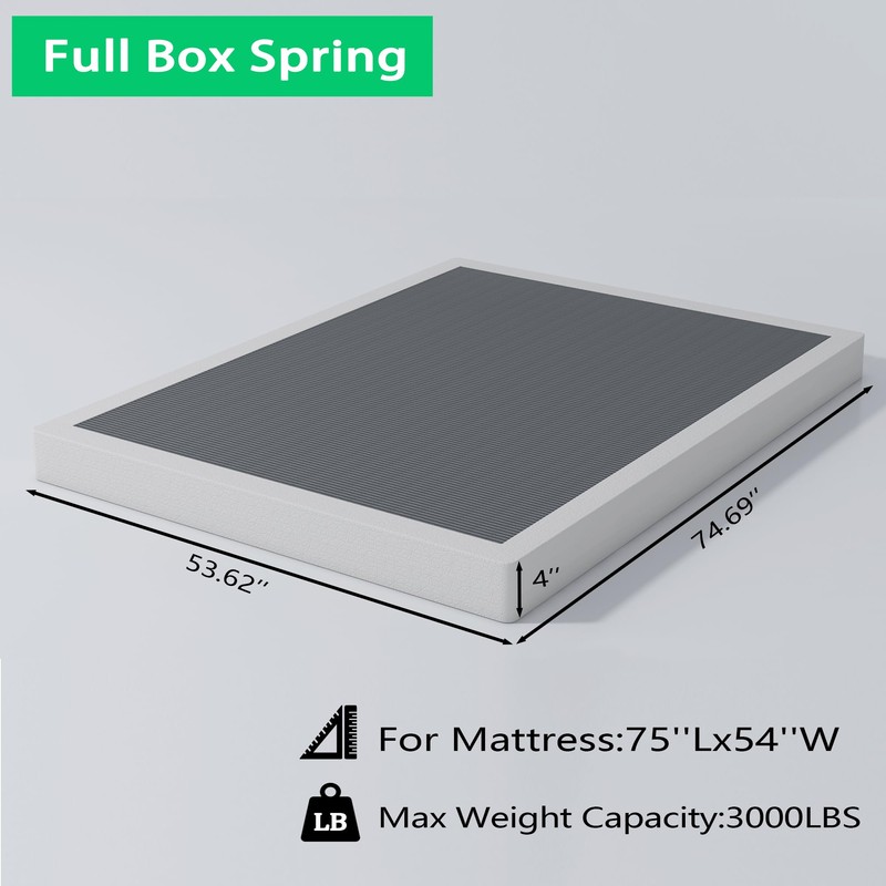 Vaciwe 4 Inch Full Box Spring Heavy Duty Metal Box