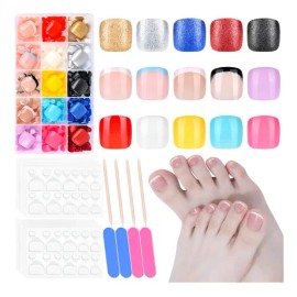Kit Pedicura Uñas Postizas Para Pies Con Pegamento 360pcs                                                                                             