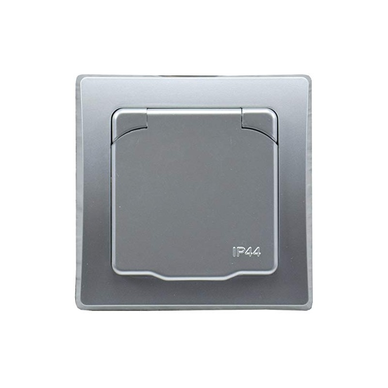 DELPHI Socket IP44 with Protection Lid Flush-Mounted Wet Room Rubber