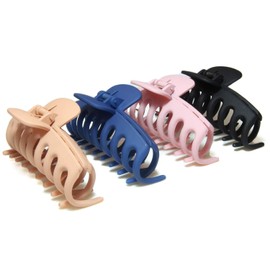 Auxision Hair Claw Clips French Design Jaw Clamp for Women,Strong Hold Hair Clips for Thick Hair, 4 Colors Available (4 Pack) - Matt