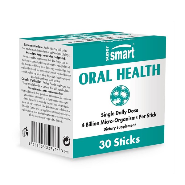 Supersmart - Oral Health - 4 Probiotic Strains (with Lactobacillus Reuteri & Rhamnosus) to Boost Oral Care & Bad Breath Treatment | Non-GMO & Gluten Free - 30 Sticks