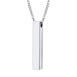 Richsteel Cuboid Vial Pendant Necklace Silver For Men Women Column Pendants Stainless Steel Chain Necklaces Jewellery