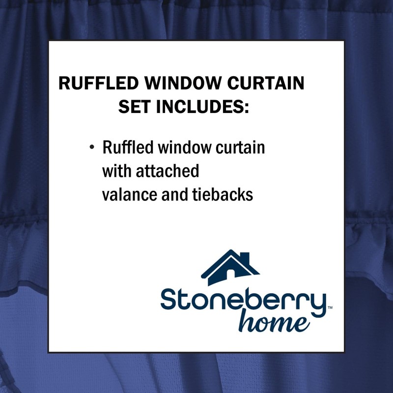Stoneberry Home® Ruffled Window Curtain Set Polyester Dark Sea