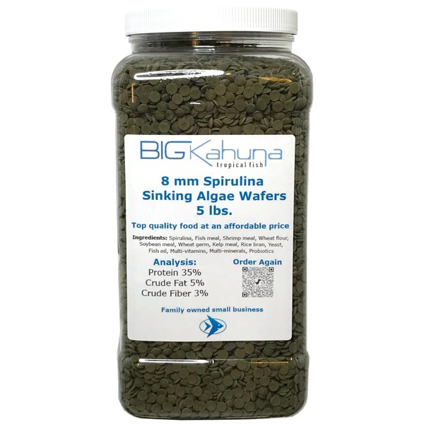 BIG KAHUNA TROPICAL FISH Premium Sinking Spirulina Algae Wafers Ideal