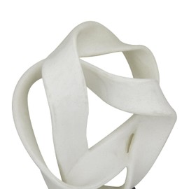 Deco 79 Polystone Abstract Decorative Sculpture Ribbon Line Home Decor Statue with Black Base, Accent Figurine 11" x 9" x 17", White