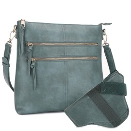 JESSIE & JAMES Large Concealed Carry Purse for Women Multi Pocket Concealed Carry Crossbody Bag_Teal