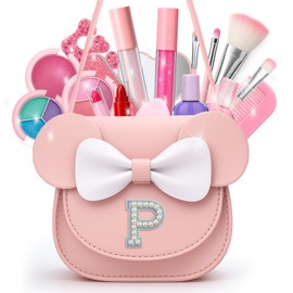 Vodolo Non Toxic Makeup for Little Girls,Safe Kids Real Makeup Sets for Girls Age 3-8 with Initial P Bag,Play Make Up Kit for Girl Easter Baskets Christmas Birthday Gift Ideas