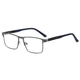 ZNEIAAPR Nearsighted Metal Myopia Glasses Men, Blue Light Spring Hinge Shortsighted Distance Driving Glasses (NOT READING GLASSES) Gun Grey/-0.50 Diopters