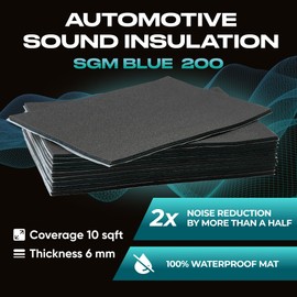 SGM Blue 200 mil (6mm) 10 sqft Car Sound Insulation - Heat and Cool Liner - Self Adhesive Closed Cell Foam Deadening Material - PE Foam Sound Deadener