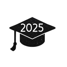 2025 Graduation Cap Iron On Decal, Heat Transfer Patch, HTV Graphic Class of 2025 TShirt Sticker, DIY Crafts, Pick Size Color, Iron-On Almost Anything in 5 Min (Black Glitter)