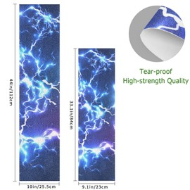 Nander Blue Lightning Skateboard Grip Tape Sheet,Non Slip Waterproof Sandpaper Scooter Grip Tape Longboard Griptape 33.1x9.1inch