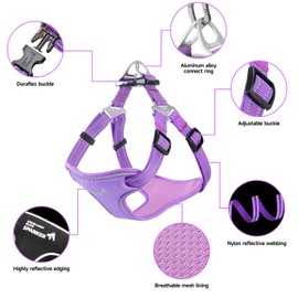 EXCELLENT ELITE SPANKER Reflective Nylon Dog Vest Harness EVA Padded No Pull Vest Adjustable with Nameplate-Front Clip Service Dog Harness for Small Medium Large Dogs (Purple, M)