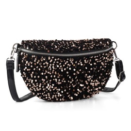 LIKEBAG Sparkly Sequin Fanny Packs Glitter Waist Bag with Adjustable Strap for Women Girls Unisex (Golden)