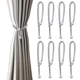 ALLisWE Pack of 8 Curtain Tiebacks, Curtain Holders, Tiebacks with Large Beads, Curtain Rope Buckles, Curtain Tiebacks for Curtains Tying Together for Decoration of Living Room, Office, Bedroom