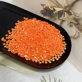 LIMAOLLY 6000 Pieces 4mm Flatback Resin Rhinestone AB Jelly Color Glitter Round Non Hotfix Rhinestone for Makeup Nail Art Shoes Clothes Mugs Scrapbooking Craft Decoreation (Orange AB)