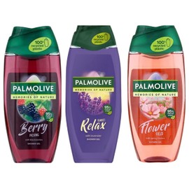 Palmolive Memories of Nature Shower Gel Set 3 x 250 ml Bottles Flower Field, Relax & Berry Picking from Kingdom Supplies with exclusive Beauty Tips