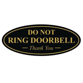 All Quality Oval DO NOT Ring DOORBELL Thank You Sign - Black/Gold Small