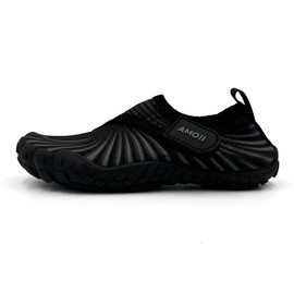 Amoji Kids Water Aqua Shoes Kids Boys Girls for Beach Swim Pool 2420 Black 2 Big Kid