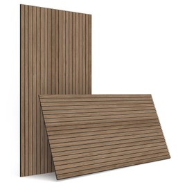 4-Piece Wood Slat Wall Panel for Interior Wall Decor Noise Cancelling 47.2" x 23.6" Peel and Stick Acoustic Decorative 3D Sound Absorbing Wall Paneling, Walnut